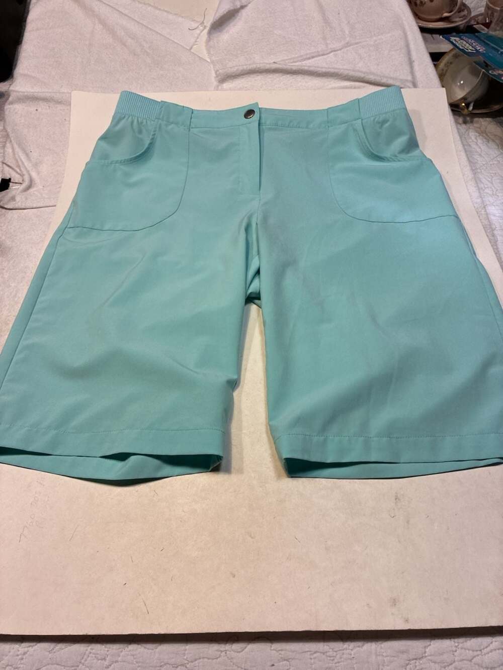 Weekends by Chico's Light Blue Pull-On Bermuda Shorts Size 1.5 Short